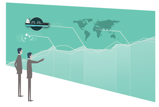 Two people looking at a map to find a solution to their maritime compliance problems